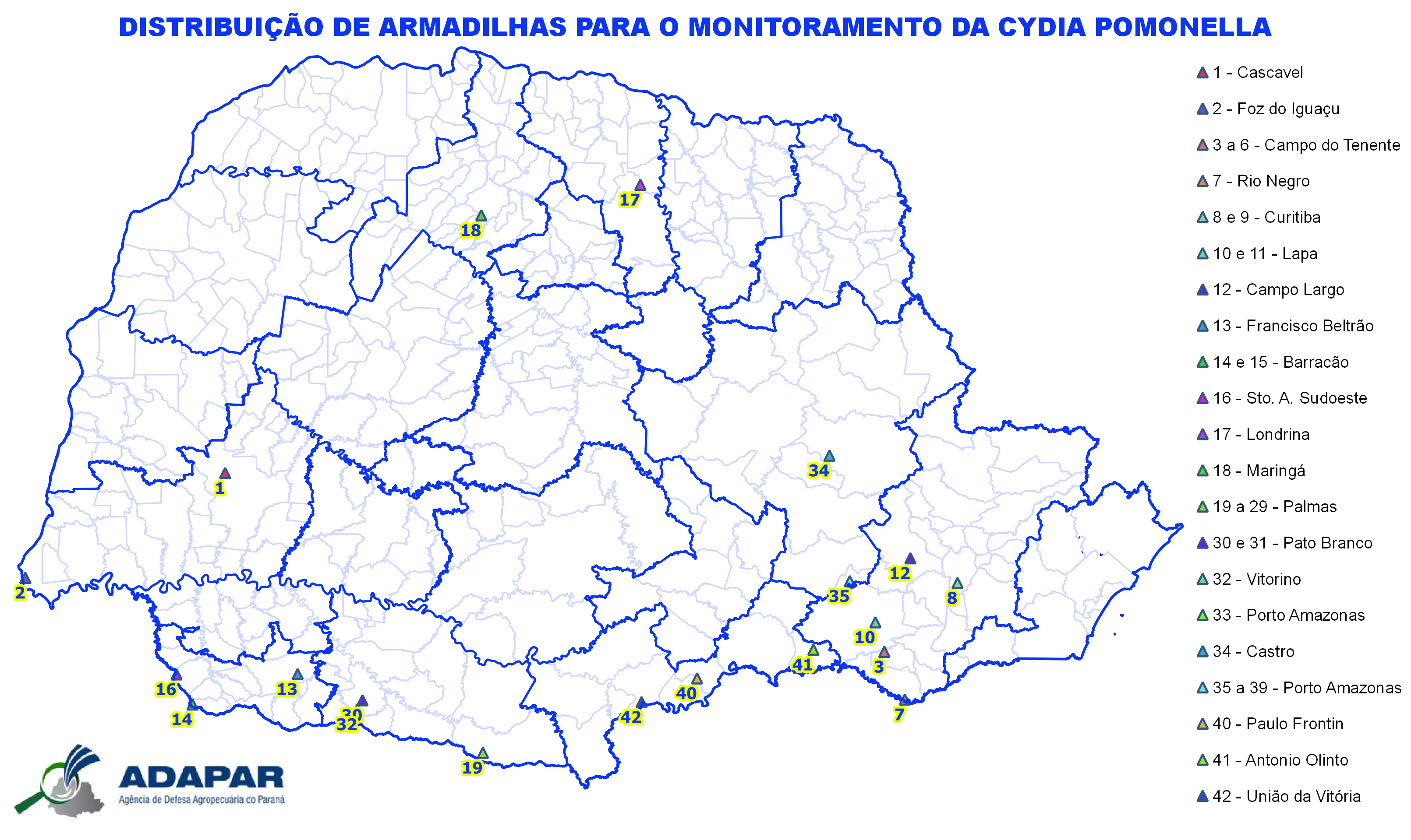 Mapa Localização Armadilhas Cydia pomonella