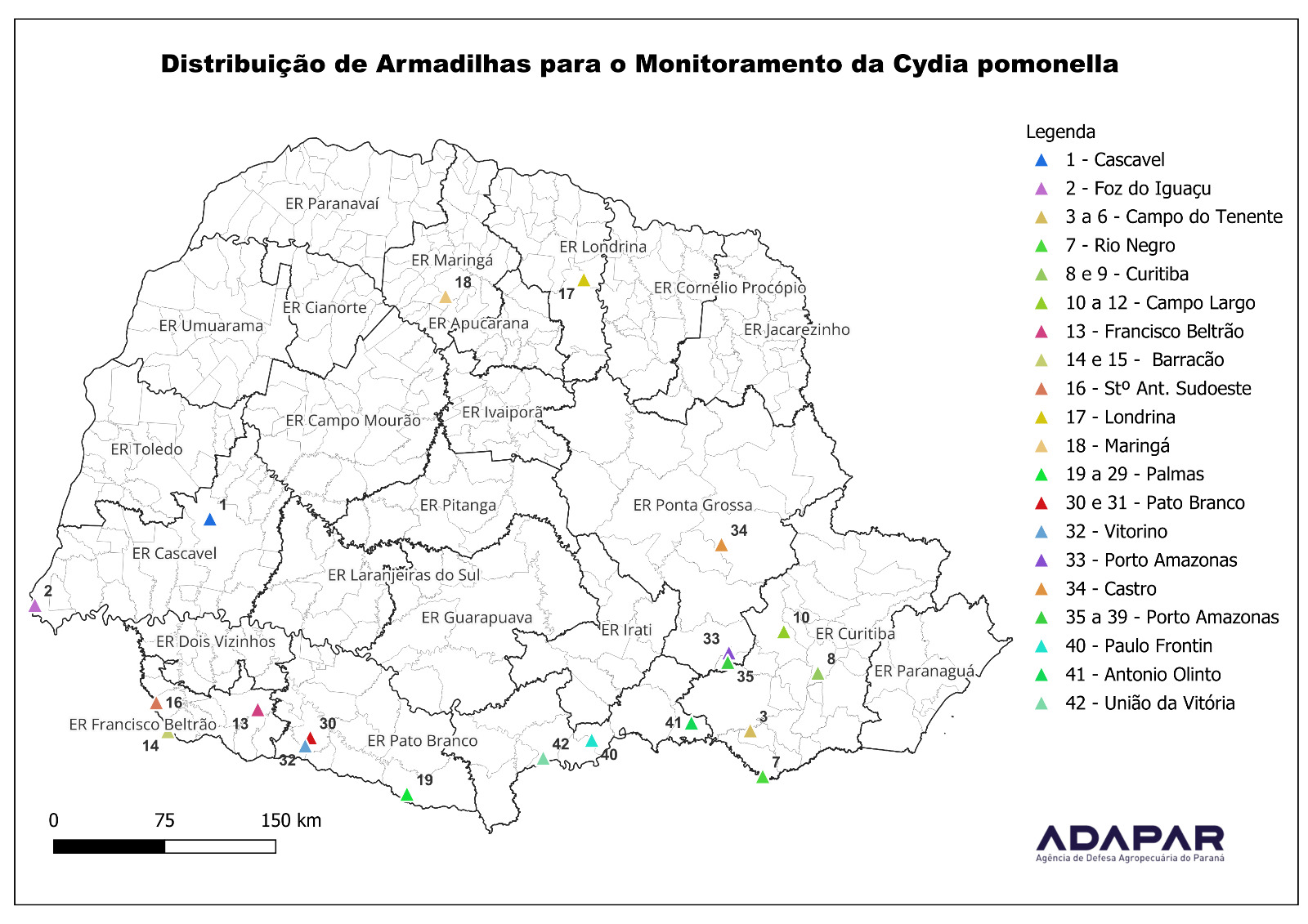 Localização armadilhas Cydia pomonella