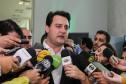 O governador Carlos Massa Ratinho Junior e a ministra da Agricultura, Pecuária e Abastecimento, Tereza Cristina, anunciam nesta terça-feira (15),  no Palácio Iguaçu, em Curitiba, a suspensão das campanhas de vacinação contra febre aftosa em rebanhos bovinos e de bufalinos no Paraná.  Curitiba, 14/10/2019 - Foto: Geraldo Bubniak/AEN