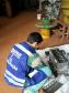 AFDA participando do procedimento de preparo das amostras coletadas