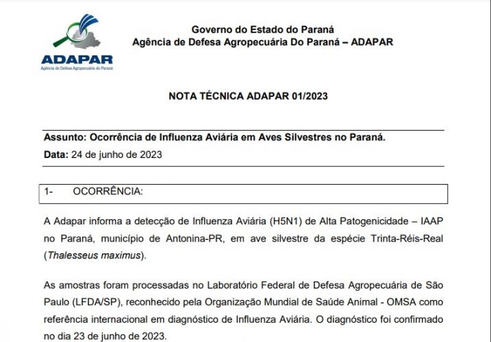 Nota gripe aviaria
