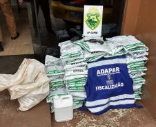 Em Rio Azul PR, agrotóxicos contrabandeados foram  apreendidos por policiais do Serviço Reservado 8º CIA e autuações administrativas foram lavradas por ficais da  Adapar.