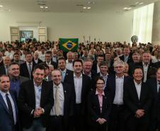 O governador Carlos Massa Ratinho Junior e a ministra da Agricultura, Pecuária e Abastecimento, Tereza Cristina, anunciam nesta terça-feira (15),  no Palácio Iguaçu, em Curitiba, a suspensão das campanhas de vacinação contra febre aftosa em rebanhos bovinos e de bufalinos no Paraná.  Curitiba, 14/10/2019 - Foto: Geraldo Bubniak/AEN