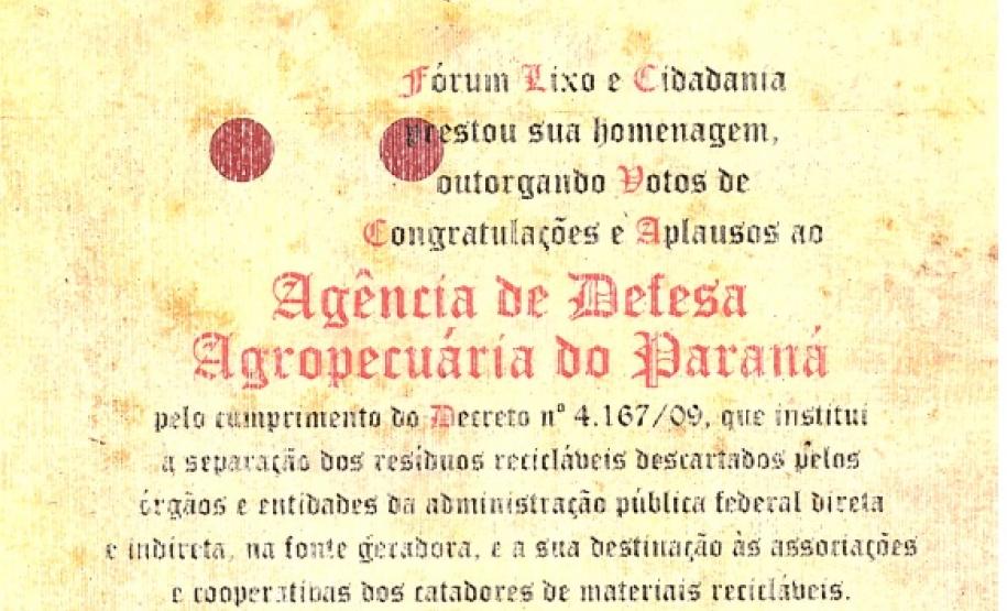 ADAPAR PARTICIPA DE HOMENAGEM NO FORUM LIXO E CIDADANIA