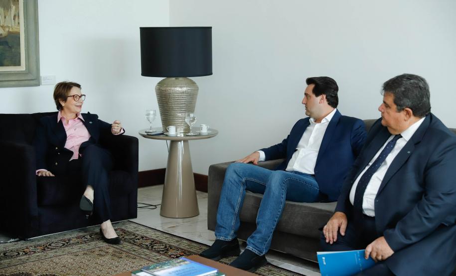 O governador Carlos Massa Ratinho Junior e a ministra da Agricultura, Pecuária e Abastecimento, Tereza Cristina, anunciam nesta terça-feira (15),  no Palácio Iguaçu, em Curitiba, a suspensão das campanhas de vacinação contra febre aftosa em rebanhos bovinos e de bufalinos no Paraná.  Curitiba, 14/10/2019 - Foto: Geraldo Bubniak/AEN