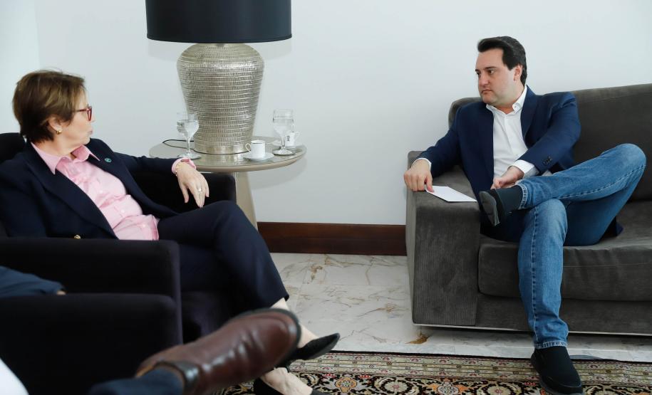 O governador Carlos Massa Ratinho Junior e a ministra da Agricultura, Pecuária e Abastecimento, Tereza Cristina, anunciam nesta terça-feira (15),  no Palácio Iguaçu, em Curitiba, a suspensão das campanhas de vacinação contra febre aftosa em rebanhos bovinos e de bufalinos no Paraná.  Curitiba, 14/10/2019 - Foto: Geraldo Bubniak/AEN