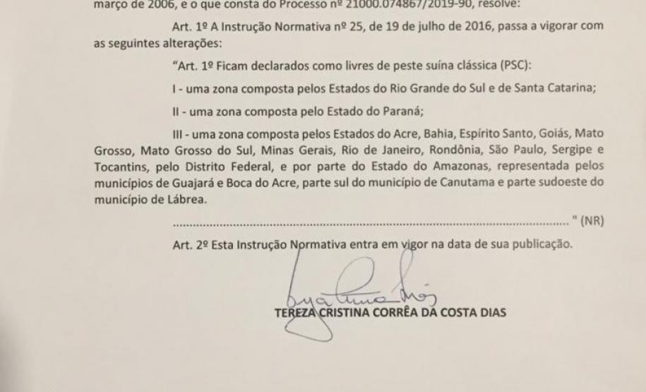 MAPA reconhece o Paraná como Zona livre de Peste Suína Clássica isoladamente MAPA reconhece o Paraná como Zona livre de Peste Suína Clássica isoladamente